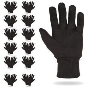 Get high-quality gardening gloves for women and men with the ABC Pack & Supply Brown Jersey Gloves, featuring reusable polyester and cotton construction, elastic knitted wrists, and washable design. Perfect for gardening enthusiasts!