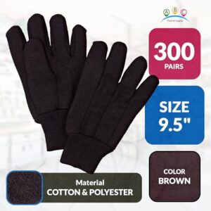Get high-quality gardening gloves for women and men with the ABC Pack & Supply Brown Jersey Gloves, featuring reusable polyester and cotton construction, elastic knitted wrists, and washable design. Perfect for gardening enthusiasts!