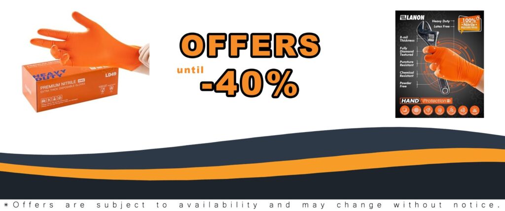 LANON 8mil Orange Disposable Nitrile Gloves for Mechanics and Food Service Professionals