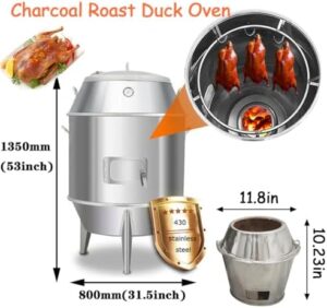 Here is the meta description:

"Roast your favorite meats with precision using this stainless steel commercial duck roaster oven. Perfect for Beijing duck, chicken, pig, turkey, and lamb. Temperature control from 0-500°C for flawless cooking."