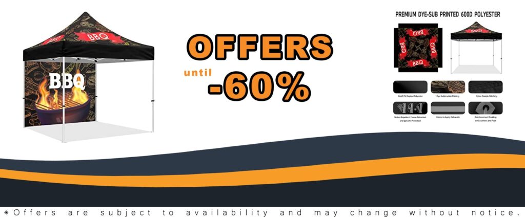 10x10 BBQ Themed Pop Up Canopy Tent Heavy Duty Outdoor Barbecue and Grill Catering Canopy