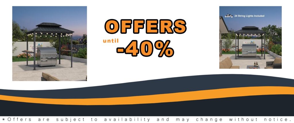 6 Foot Hardtop Grill Gazebo for Patio Aluminum Barbeque with Lighting