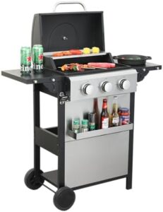Discover the ultimate outdoor grilling experience with our 3-Burner Propane Gas BBQ Grill, featuring wire enamel grids and thermometer. Perfect for backyard barbecues with friends and family, it's a must-have for any grill enthusiast!