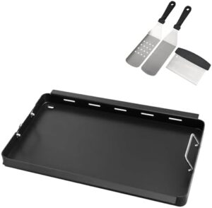 Here is the optimized SEO meta description:

"Upgrade your grill experience with this Charbroil TRU Infrared 4 Burner griddle insert and spatula set, perfect for cooking multiple dishes at once. Save on replacement parts with this durable and easy-to-clean flat top."