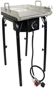 Experience the ultimate grilling experience with our Stainless Steel Griddle 18"x16" Plancha featuring a heavy-duty stand and high-pressure burner. Perfect for BBQ outdoors, grill, or stove use.