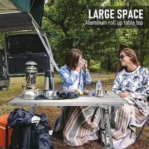 Discover the Alpen Outdoor Folding Aluminum Camping Table with adjustable legs for outdoor adventures. Lightweight, compact, and featuring a mesh layer & carry bag, plus beer holders (47 x 27 inch). Perfect for picnics, BBQs, and more!