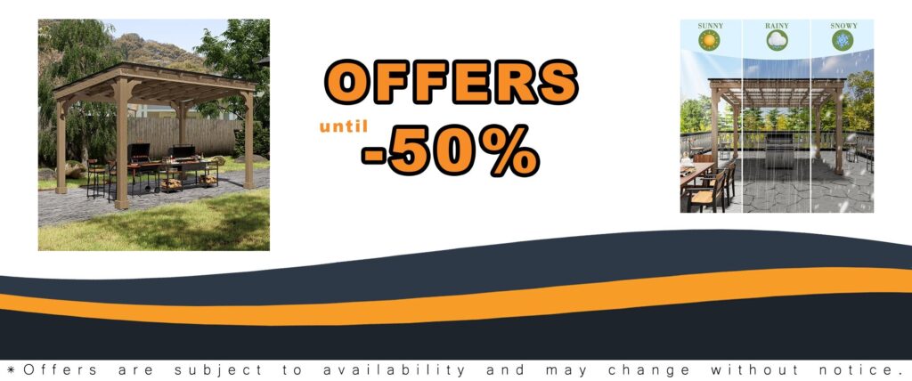 10 x 12 FT Wooden Grill Gazebo with Sloping Metal Roof for Full Size Grills