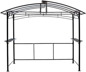 Protect your outdoor gatherings with the Grill Gazebo 8x5ft, a sturdy steel-hardtop canopy with side shelves for BBQ and relaxation. Perfect for patios!