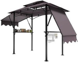 Elevate your outdoor dining experience with this 8'x5' grill gazebo canopy, featuring LED lights, extra shadows, and practical accessories like bottle openers and hanging hooks. Perfect for backyard, patio, garden, or beach gatherings.