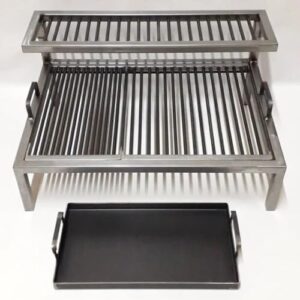 Cook up a culinary masterpiece with the Luxury Argentine Grill, featuring removable iron modules and iron griddle for effortless BBQs. Perfect for parrilla asado enthusiasts, dimensions 24x16 in, great value!