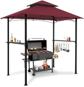 Elevate your outdoor gatherings with this 8x5' Grill Gazebo Canopy featuring LED lighting, perfect for patio BBQs and events. Compact and stylish design.