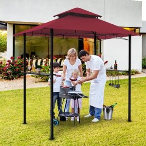 Elevate your outdoor gatherings with this 8x5' Grill Gazebo Canopy featuring LED lighting, perfect for patio BBQs and events. Compact and stylish design.