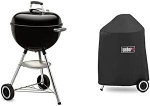 Here is a generated SEO meta description:

"Portable and easy to use, this 18" charcoal grill features a durable black cover for added protection. Perfect for outdoor enthusiasts and campers."