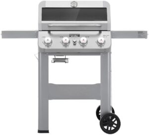 Discover the perfect blend of style and performance with our 4-Burner Liquid Propane Gas Grill. Features Clearview Lid and foldable shelf for convenient patio use, dimensions: 41x25.5x13.8 inches.