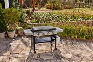 "Savory cooking just got a whole lot easier with our 36" Gas Griddle featuring 4 burners and sleek black design. Perfect for indoor or outdoor use, it's a must-have for any grill master."