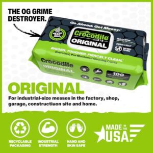 Revolutionize your cleaning routine with Crocodile Cloth Industrial Hand & Tool Cleaning Wipes, boasting heavy-duty 10" x 15" size and 100-count per package. Water-based solution for extreme cleaning power, safe on skin, and gentle on surfaces.