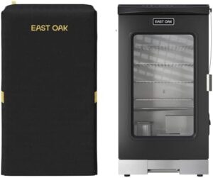 Here is the optimized SEO meta description:

"Upgrade your outdoor cooking with the EAST OAK Electric Smoker, featuring a glass door and wood chip loader. Durable cover included for camping and BBQ adventures."