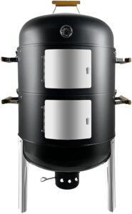 Discover the ultimate BBQ smoker grill for backyard parties! This 3-in-1 smoker features a built-in thermometer, air vent, and 2 access doors. Perfect for ribs, burgers, or veggies - get ready to elevate your outdoor cooking with this amazing combo.
