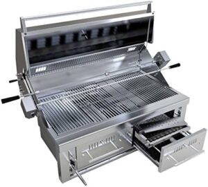 "Perfectly blend charcoal and wood flavors with the SUNSTONE EMCHDZ42 Hybrid Dual Zone Grill, featuring 2 zones for independent temperature control and a compact design."