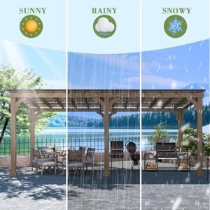 "Enhance your outdoor gatherings with the MUPATER Wooden Grill Gazebo, featuring a sturdy wood frame and heavy-duty metal roof. Perfect for 2 full-size grills, this BBQ canopy offers ample space for patio, lawn, or garden use."