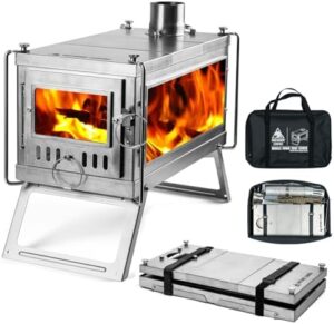 Here is the optimized SEO meta description:

"Portable and lightweight, this OneTigris WHALE SONG Tent Stove features titanium construction for durability and ease of use. Perfect for backpacking and camping trips, it's a must-have outdoor companion."