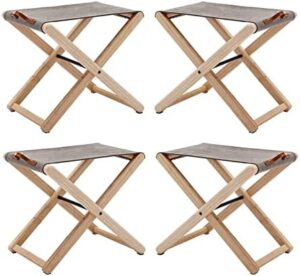 Get ready to elevate your outdoor adventures with this sturdy Wood Folding Camping Stools Set of 4. Perfect for fishing, picnics, BBQs and more, these portable stools feature heavy-duty metal support and a canvas seat.