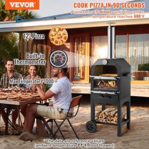 Here is the optimized SEO meta description:

"Bring backyard pizza parties to life with VEVOR's outdoor pizza oven, featuring 2-layer design and removable wheels for easy mobility. Fire up to 700℉ for crispy pies and BBQ favorites."