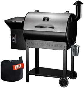 "Experience the ultimate backyard cooking experience with Z Grills' Wood Pellet Smoker Grill, featuring auto temperature control and 697 sq in of cooking space. Perfect for patio and outdoor cooking."