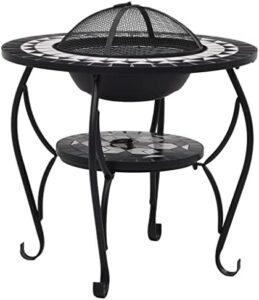 Elevate your outdoor gatherings with vidaXL's fire pit table featuring a shelf for storage. Perfect for camping, picnics, or BBQs, this ceramic firebowl offers warmth and ambiance.