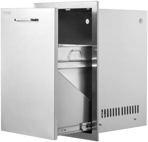 Here is the generated SEO meta description:

"Elevate your outdoor kitchen with VEVOR's stainless steel pull-out trash drawer featuring a propane tank storage and ergonomic handle. Perfect for BBQ islands, campers, and more!"
