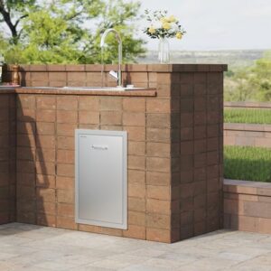 Here is the generated SEO meta description:

"Elevate your outdoor kitchen with VEVOR's stainless steel pull-out trash drawer featuring a propane tank storage and ergonomic handle. Perfect for BBQ islands, campers, and more!"