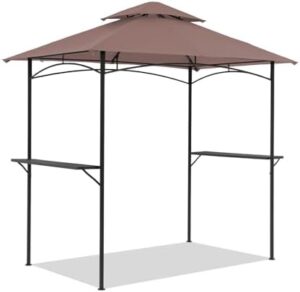 Here is the output:

"Upgrade your backyard gatherings with this COBANA Grill Gazebo featuring a 8x5' double-tiered canopy, steel frame, and bar counters. Perfect for outdoor BBQs and picnics!"
