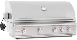 Here is the output:

"Experience professional-grade grilling with Blaze's 44-inch stainless steel propane BBQ grill, featuring 4 burners, rear infrared burner & grill lights."