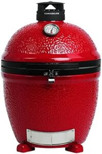 Master the art of slow cooking with Kamado Joe's Classic Joe Series II ceramic grill and smoker. Enjoy 250 sq inches of cooking space, AirLift Hinge, and Kontrol Tower Top Vent in a durable red design, perfect for backyard BBQs.