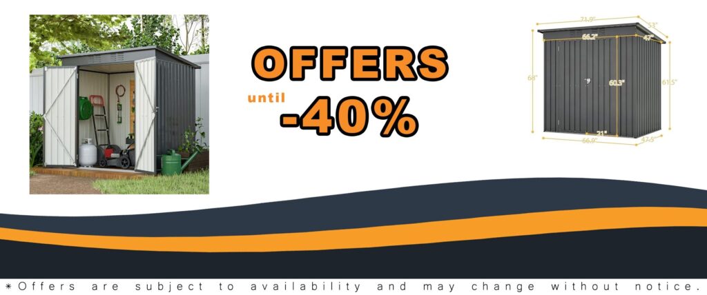 6 x 4 FT Metal Sheds with Hinged Door and Padlock Outdoor Storage Tool House for Bike Barbeque Tool Black