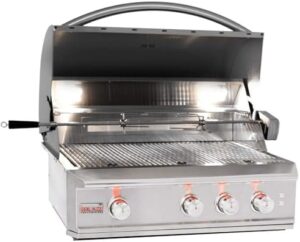 Discover the 3 Burner Blaze Pro Grill for NAT Gas, perfect for outdoor cooking enthusiasts. Boasts 30,000 BTU burners and a spacious cooking area. Enjoy convenient ignition and adjustable heat control.