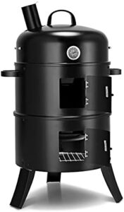 Here is the meta description:

"Perfect for outdoor gatherings, this 3-in-1 BBQ griller smoker features a built-in thermometer and adjustable air vent. Ideal for parties, family barbecues, or camping."