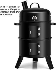 Here is the meta description:

"Perfect for outdoor gatherings, this 3-in-1 BBQ griller smoker features a built-in thermometer and adjustable air vent. Ideal for parties, family barbecues, or camping."