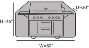 Here is the generated SEO meta description:

"Protect your grill with this heavy-duty weather-resistant cover, perfect for large outdoor kitchens. 300D polyester material and khaki color suit any backyard decor."