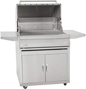 Discover the Blaze 32-Inch Stainless Steel Charcoal Grill, featuring an adjustable charcoal tray for customizable grilling. Perfect for outdoor cooking enthusiasts, this grill offers a compact design and durable construction.