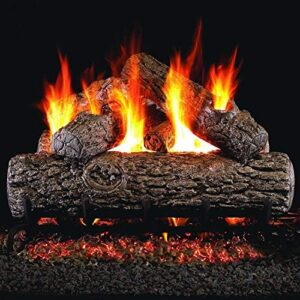 Enrich your home's ambiance with the Peterson Real Fyre 16-inch Golden Oak Gas Log Set, featuring a natural gas G45 burner and match light technology for effortless lighting. Perfect for cozying up by the fire.