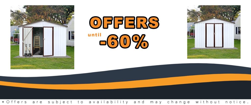 10x8 Metal Garden Sheds with Hinged Door Padlock and Punched Vents