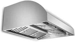 "Upgrade your outdoor cooking experience with the Blaze Outdoor Vent Hood, featuring 304-grade stainless steel construction, 2000 CFM blowers, adjustable light, and commercial-style baffles."