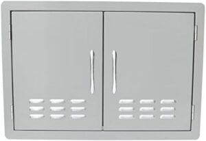 "Upgrade your outdoor kitchen with the Stanbroil stainless steel double access door featuring vents for enhanced airflow and easy access. Perfect for grill stations, dimensions 30 inches."