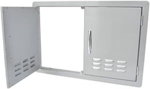 "Upgrade your outdoor kitchen with the Stanbroil stainless steel double access door featuring vents for enhanced airflow and easy access. Perfect for grill stations, dimensions 30 inches."