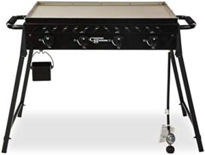 "Experience the ultimate outdoor cooking experience with CSGDL0590 The Highland 4-Burner Portable Griddle, perfect for camping trips or backyard gatherings. Durable and easy to clean."