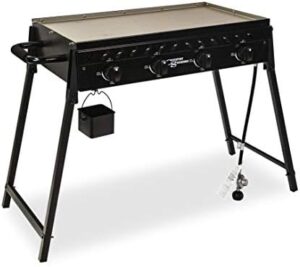 "Experience the ultimate outdoor cooking experience with CSGDL0590 The Highland 4-Burner Portable Griddle, perfect for camping trips or backyard gatherings. Durable and easy to clean."