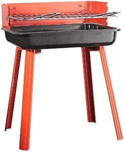 Portable charcoal grill for outdoor adventures: compact design (44.5x28x35 cm), perfect for camping, picnics, and backyard barbecues.