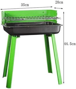 Portable charcoal grill for outdoor adventures: compact design (44.5x28x35 cm), perfect for camping, picnics, and backyard barbecues.