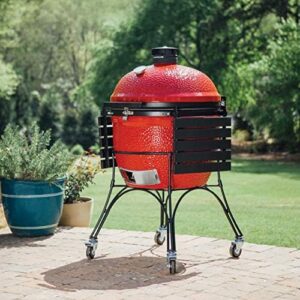 Elevate your grilling experience with Kamado Joe's Durable Aluminum Folding Side Shelves, perfect for Big Joe 24-inch charcoal grill and smokers. Includes 2 pairs of hooks for accessories, compact design for easy storage.